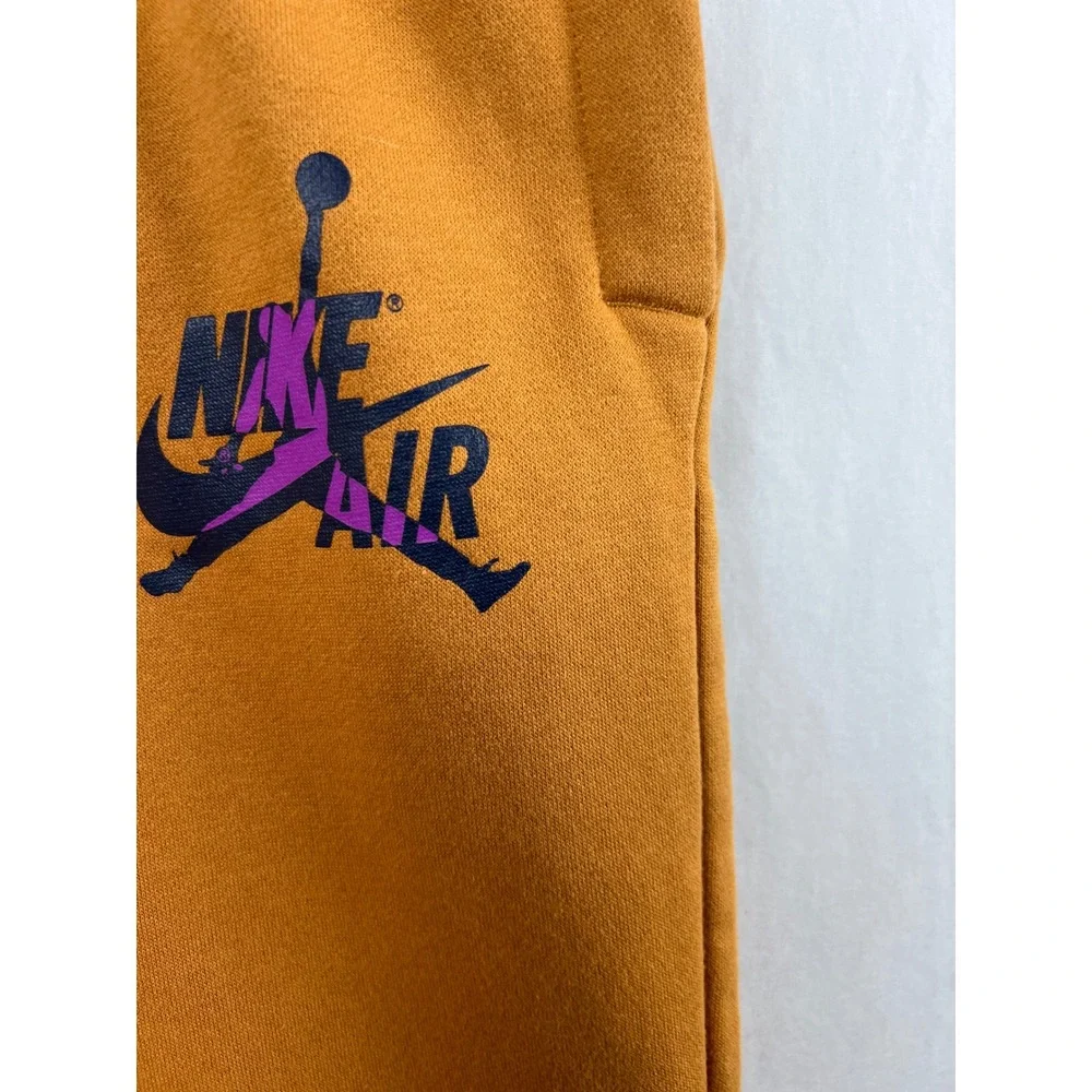 Nike Jordan Sweatpants Mens Large Air Jumpman Logo Orange Fleece Joggers Pants